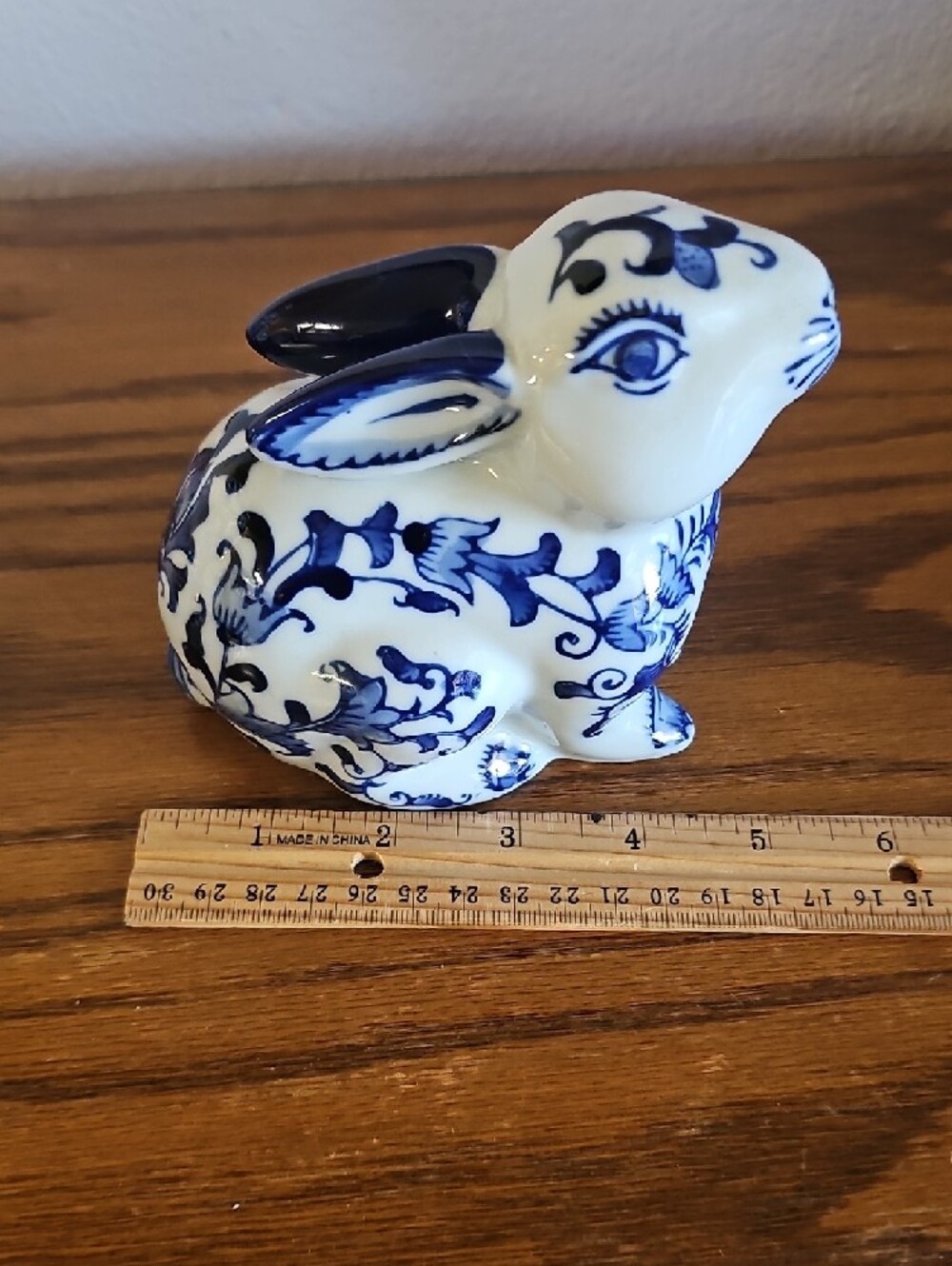 Blue and White Decorative Ceramic Bunny Tote 3 - Picture 6 of 8